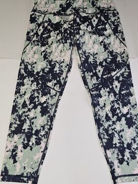 Sweaty Betty Power 7/8 Workout Leggings Size XL Green Abstract Tie Dye Print NWT